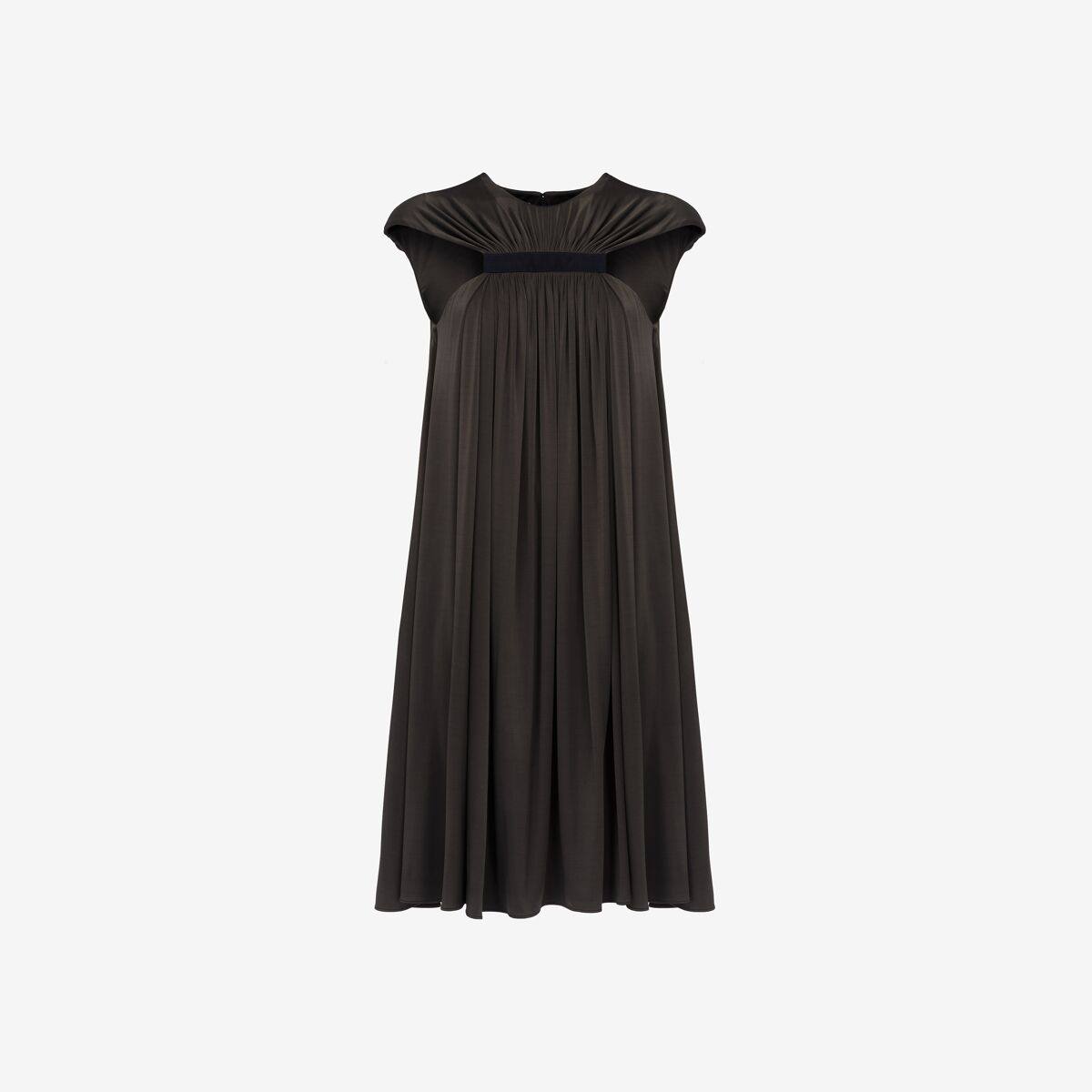 Alexander McQueen Women's Brown Gathered Cape Mini Dress - 2 (Viscose & Elastan)